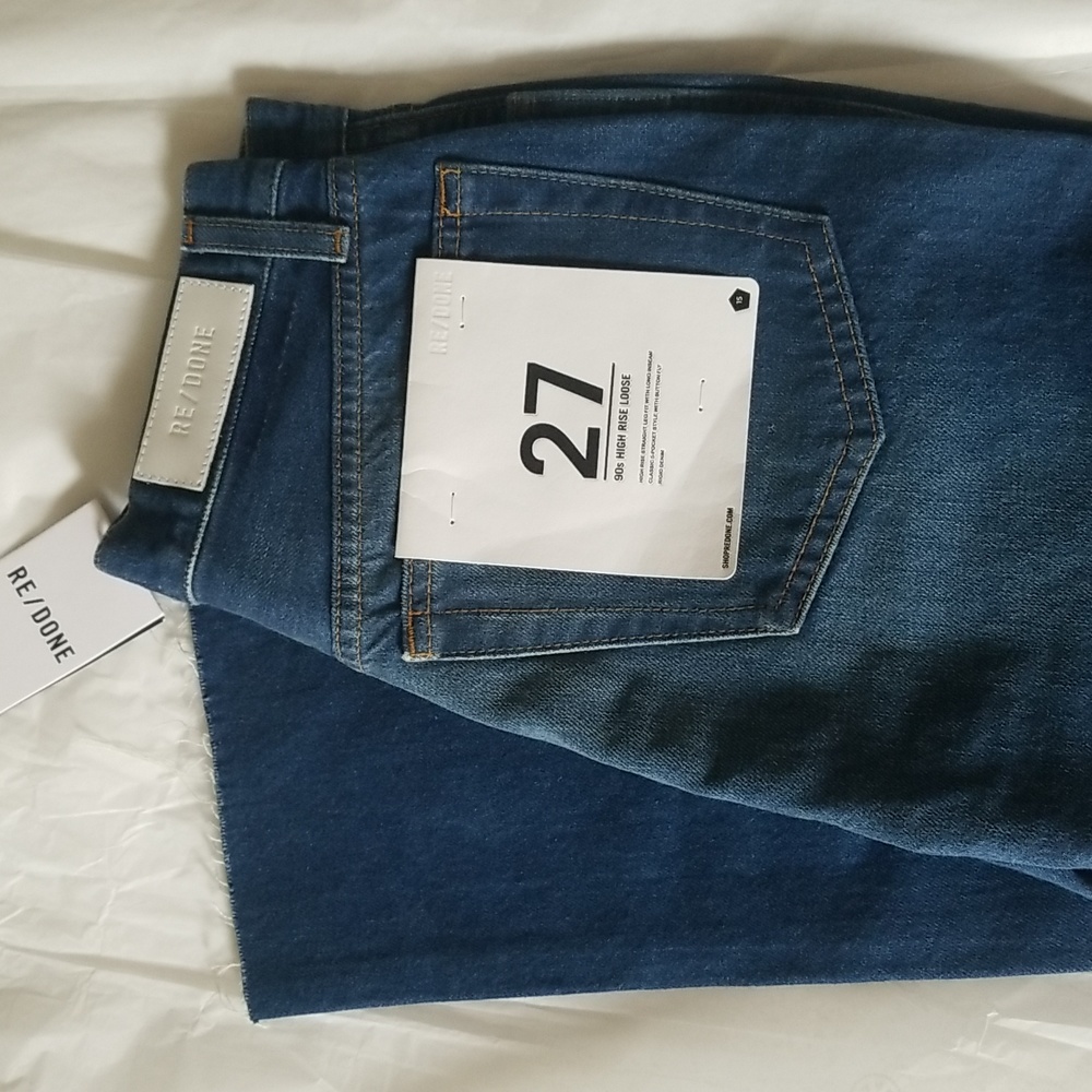 RE/DONE 90's High Rise Loose Distressed Straight Leg Raw Hem Jeans Size … - Picture 5 of 9